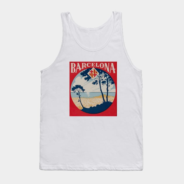 Barcelona Spain Barcelona Vintage Landscape Tank Top by Tropical Blood